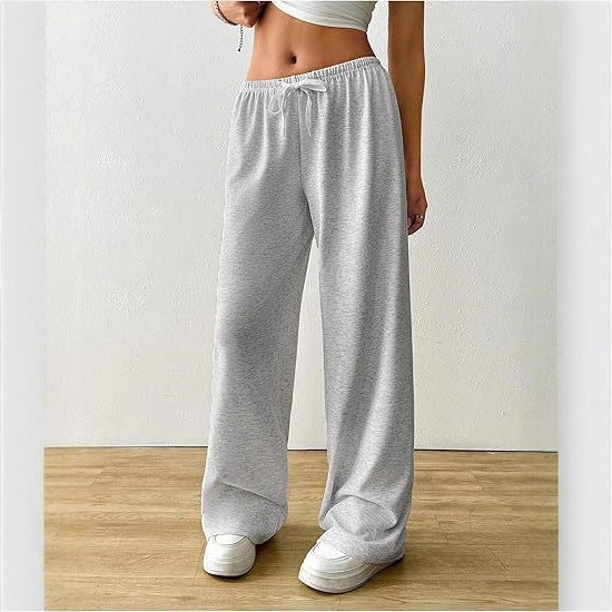 New Multi-pocket Women's Drawstring Waist Wide-leg Pants