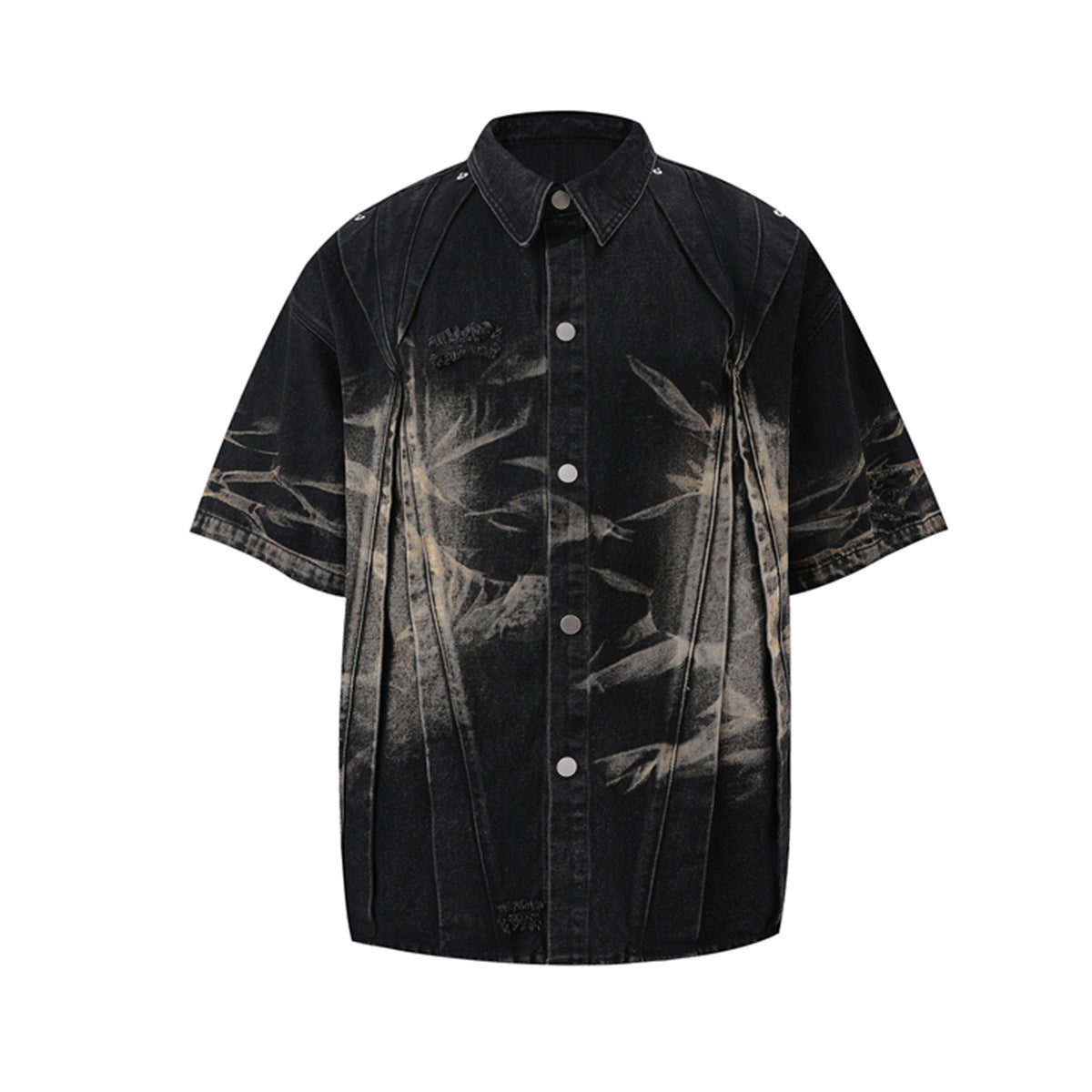 High-Street Edgy Stylish Washed Denim Workwear Shirt Set