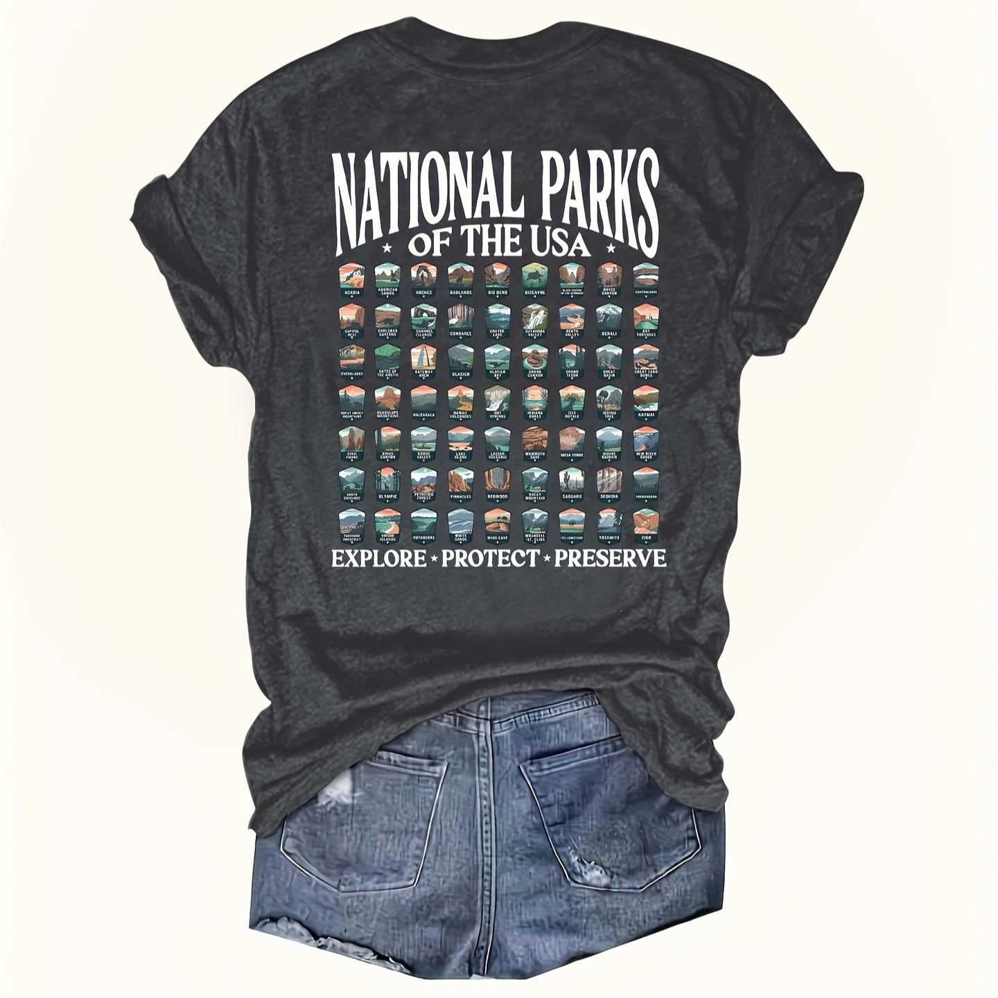Summer Explore Graphic T-Shirt - National Parks USA Polyeste