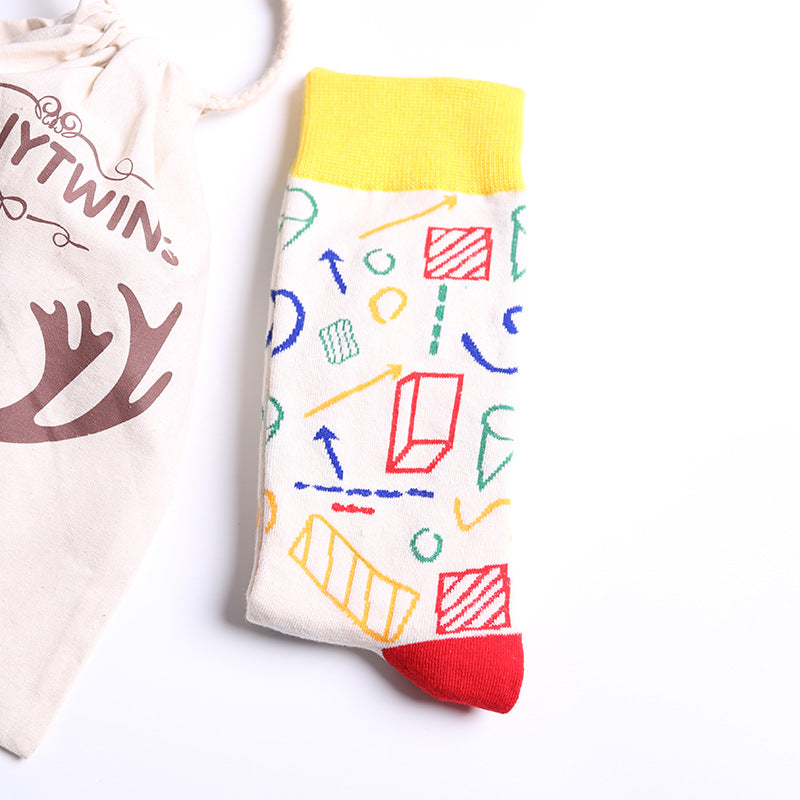 Women's Socks Spring And Summer Japanese College Style Plaid Geometric Milk Carton Tube Socks Breathable Sweat Absorbing Trendy Socks