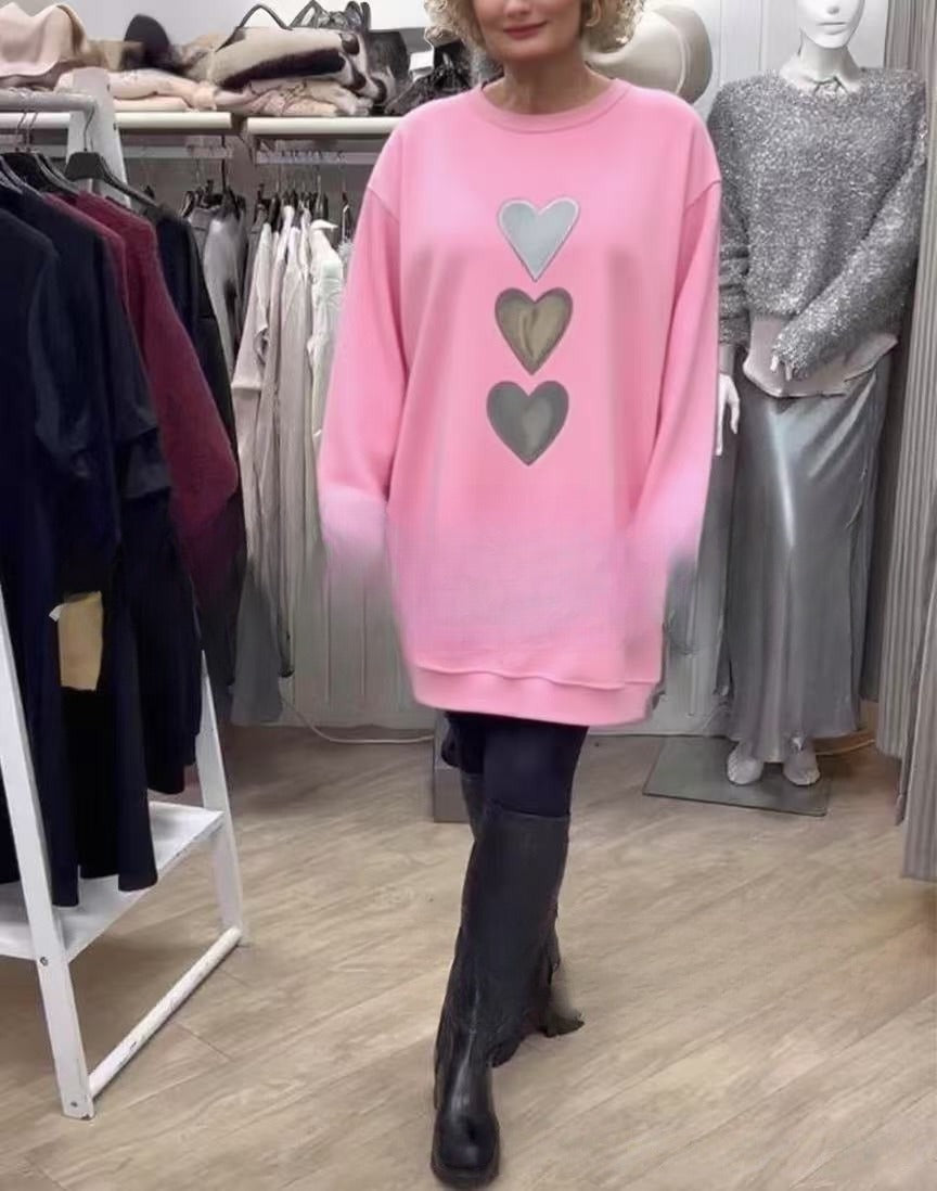 Moderigtig Alsidig Langærmet Rundhalset Afslappet Kærligheds-Sweater