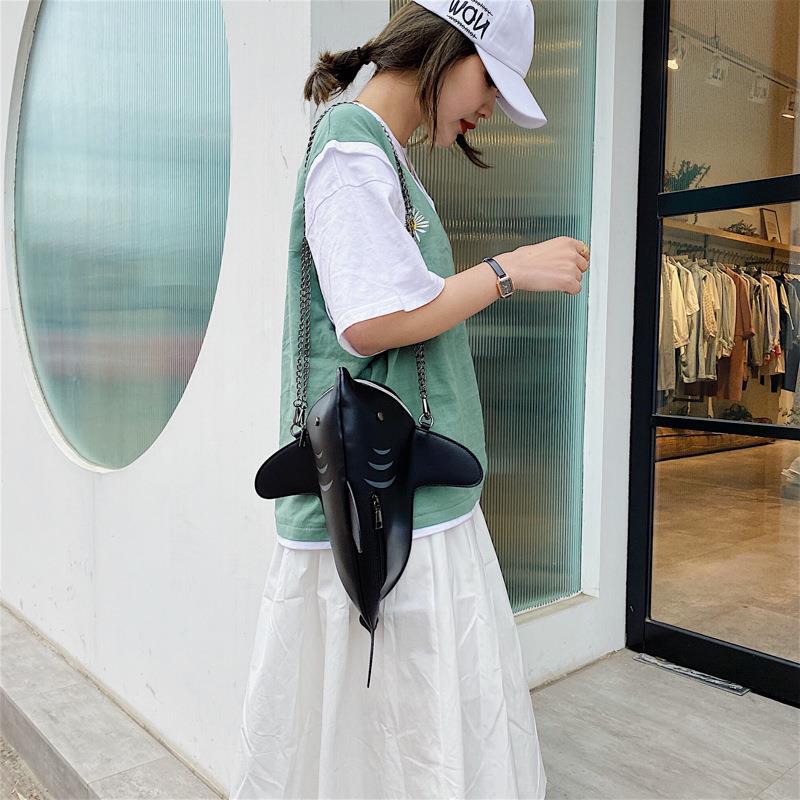 Spring Concise Cartoon Cute Shark Shoulder Women's Funny Personality Ugly And Cute Messenger Bag