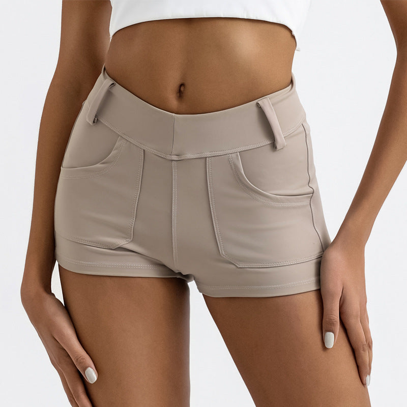 Yoga Shorts Women's High Waist Peach Hip Running Workout Pants