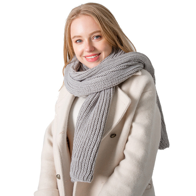Korean Autumn And Winter Acrylic Solid Color Woolen Scarf