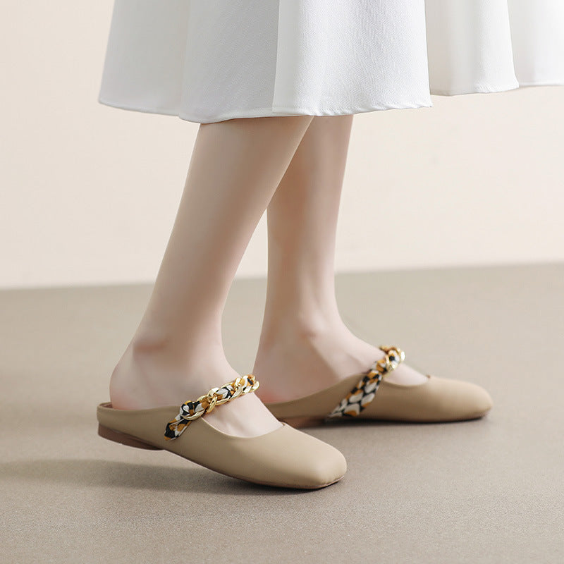 Fat Feet Wide  Lazy Half Slippers Women's Outer Wear