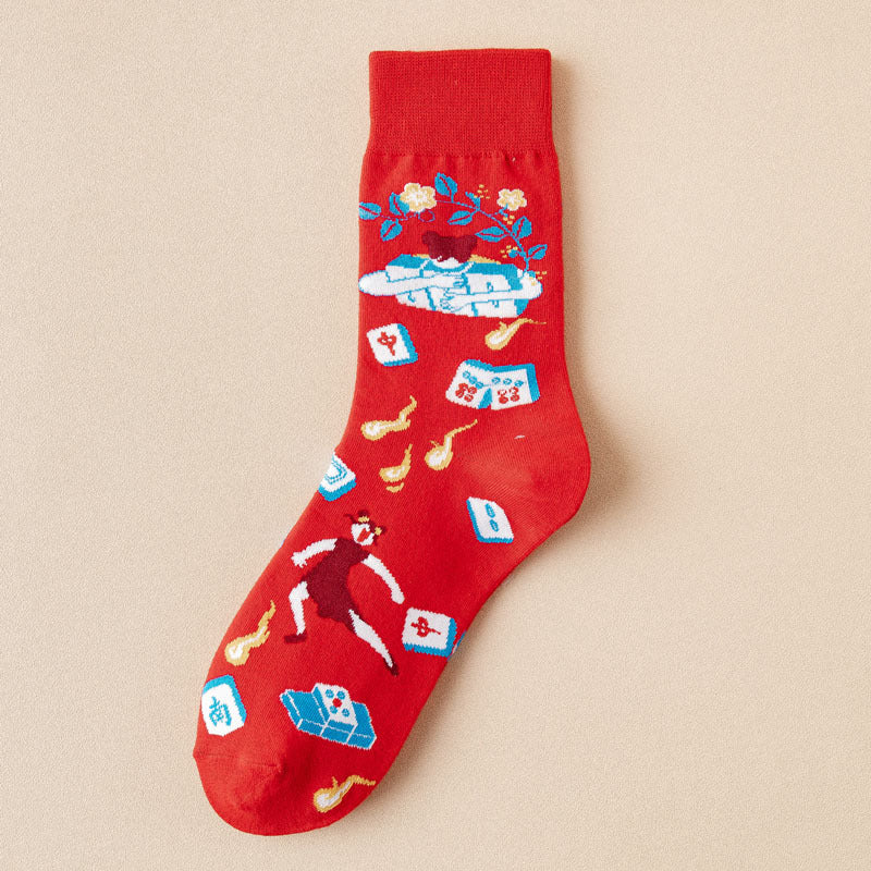 Cotton Socks Tiger Year Couple Female Long Socks