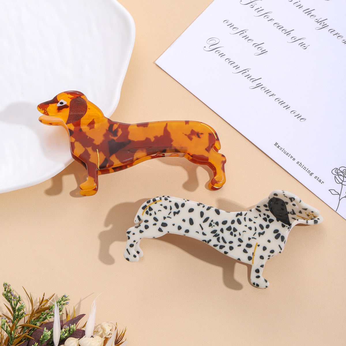 Dachshund Acrylic Hair Clip Shark Clip
