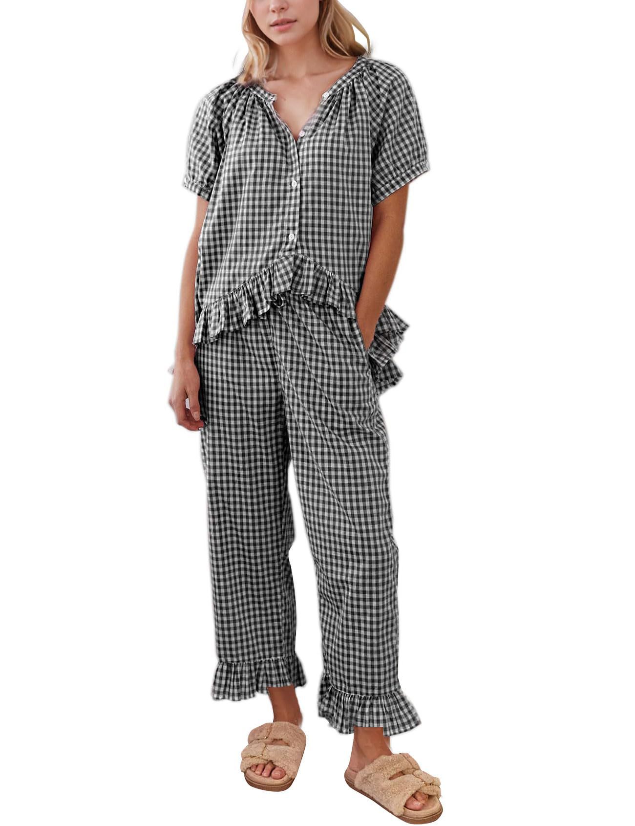 2-piece Set Short Sleeve Ruffled Top And Pants