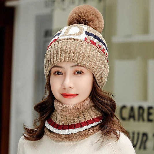 Hat Women's Fleece Scarf Suit Warm