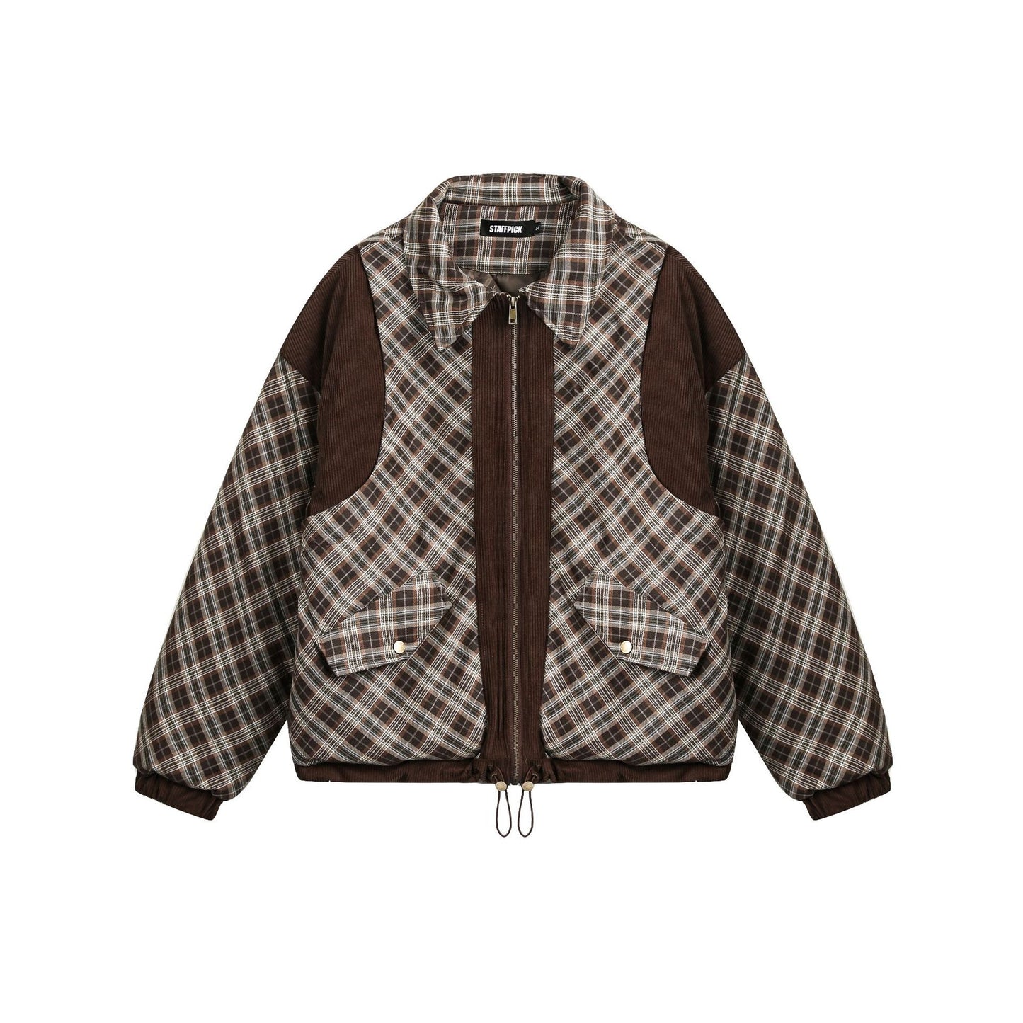 Winter Warm American Retro Plaid Patchwork Cotton-padded Jacket