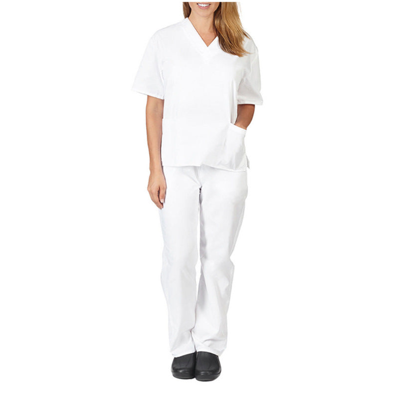 Solid-color V-neck Nursing Work Uniform Caregiver Uniform Nurse Attire