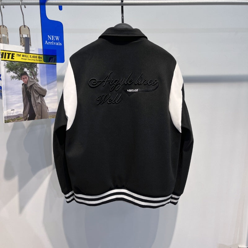 Casual Embroidered Jacket Lapel Loose Stitching Baseball Uniform