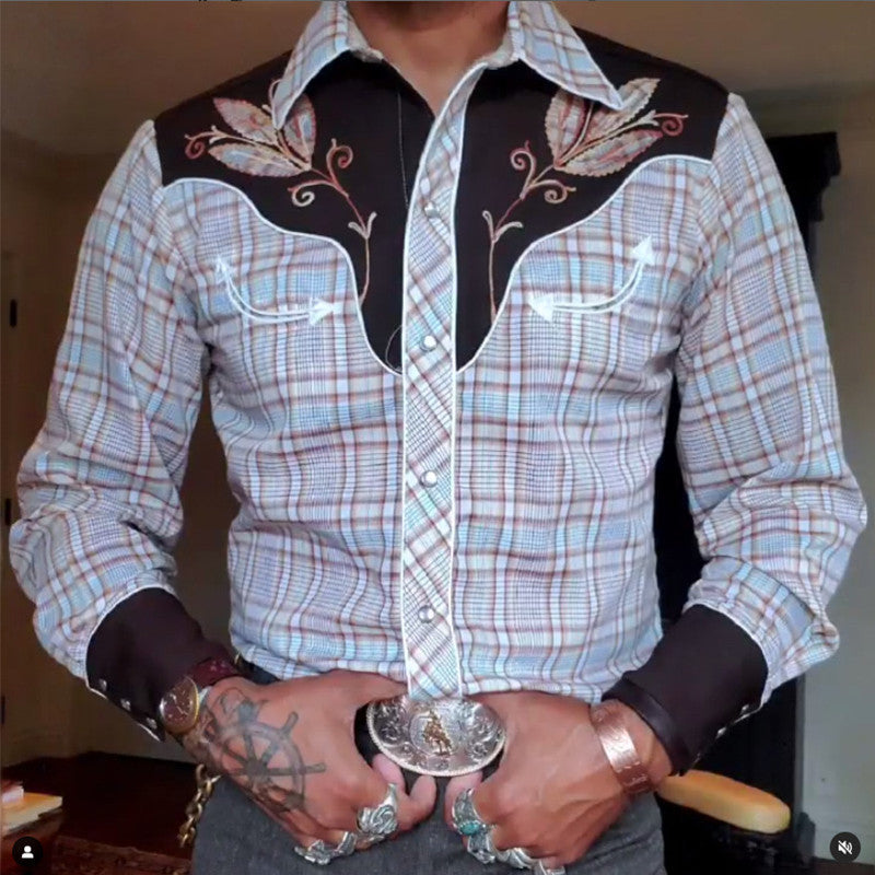 Men's Casual 3D Printing Lapel Long Sleeve Shirt