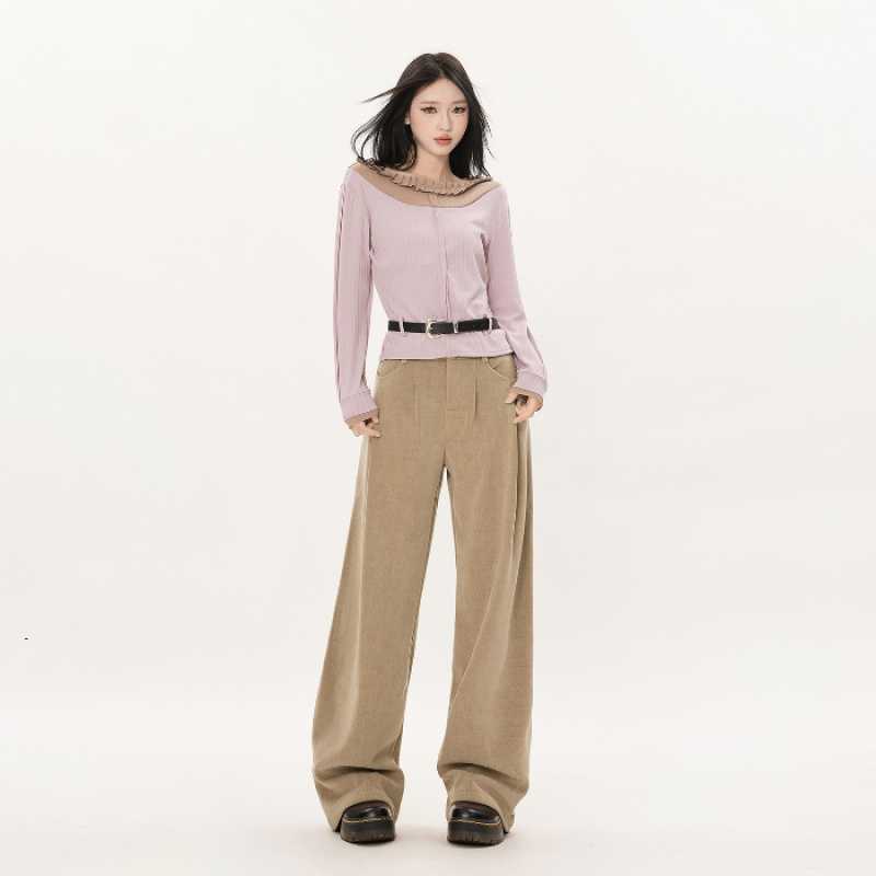 Autumn And Winter College Style Straight-leg Pants Corduroy Wide-leg Pants