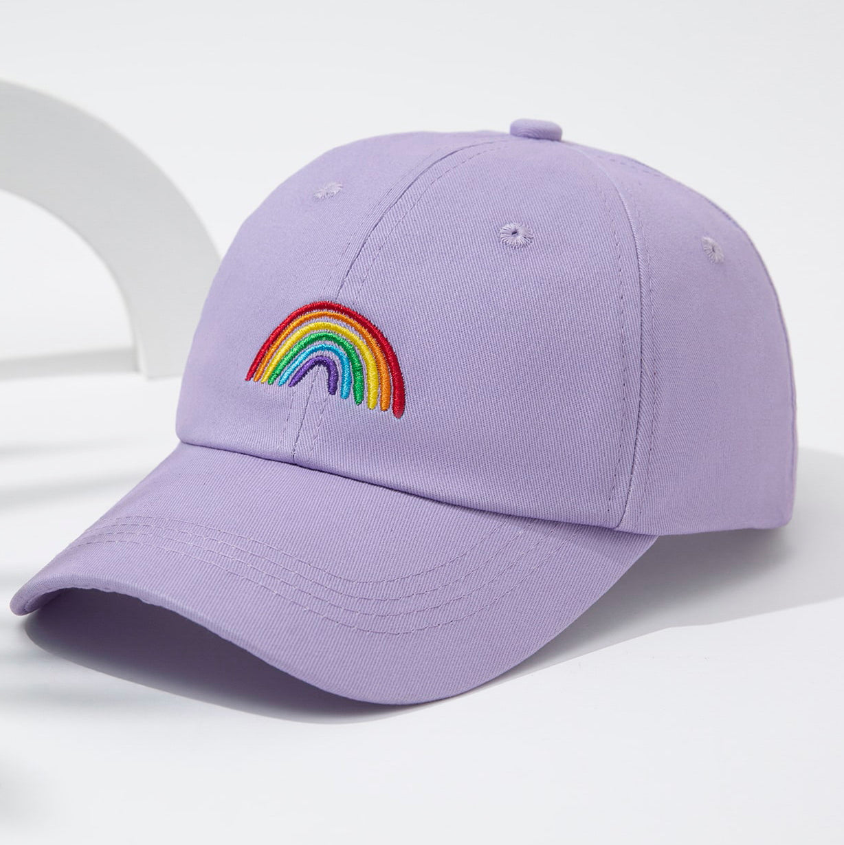 Lady's Embroidered Rainbow Pattern Versatile Sun-protective Baseball Cap For Outdoor Travel And Photography Baseball Cap