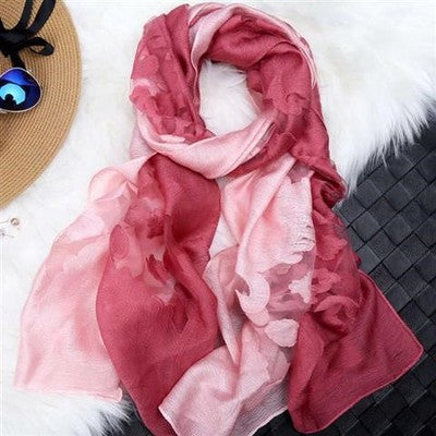 Gradient Cut Flower Organza Lace Scarf