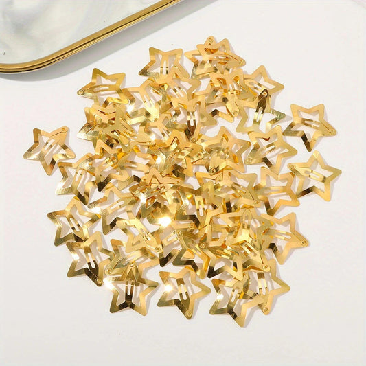 Golden Five-pointed Star Hair Clip Silver Side-swept Bangs For Women