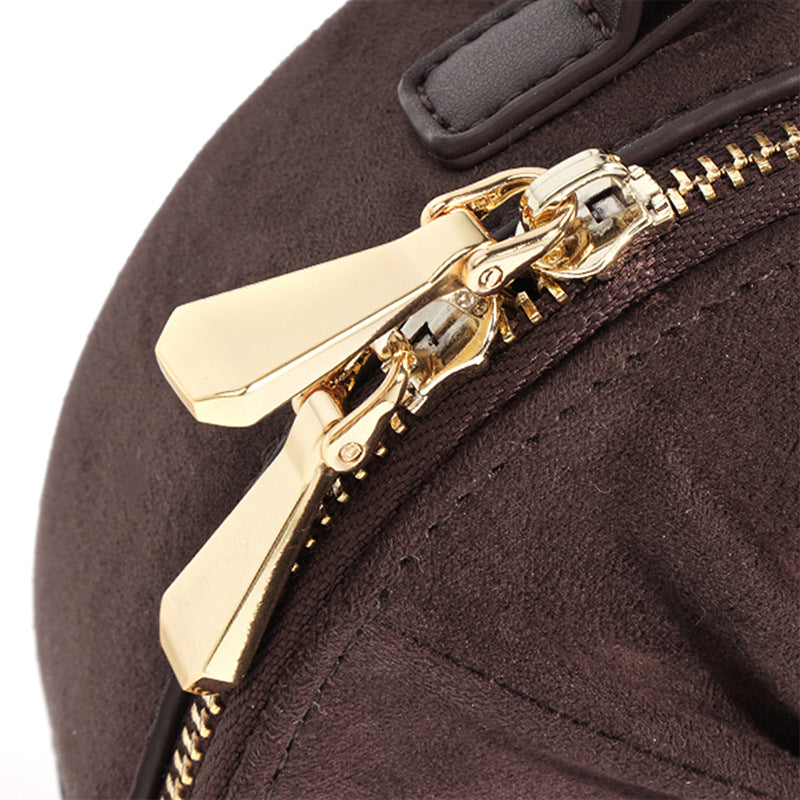 Style Round Pie Bag Genuine Leather Bag Metal Chain