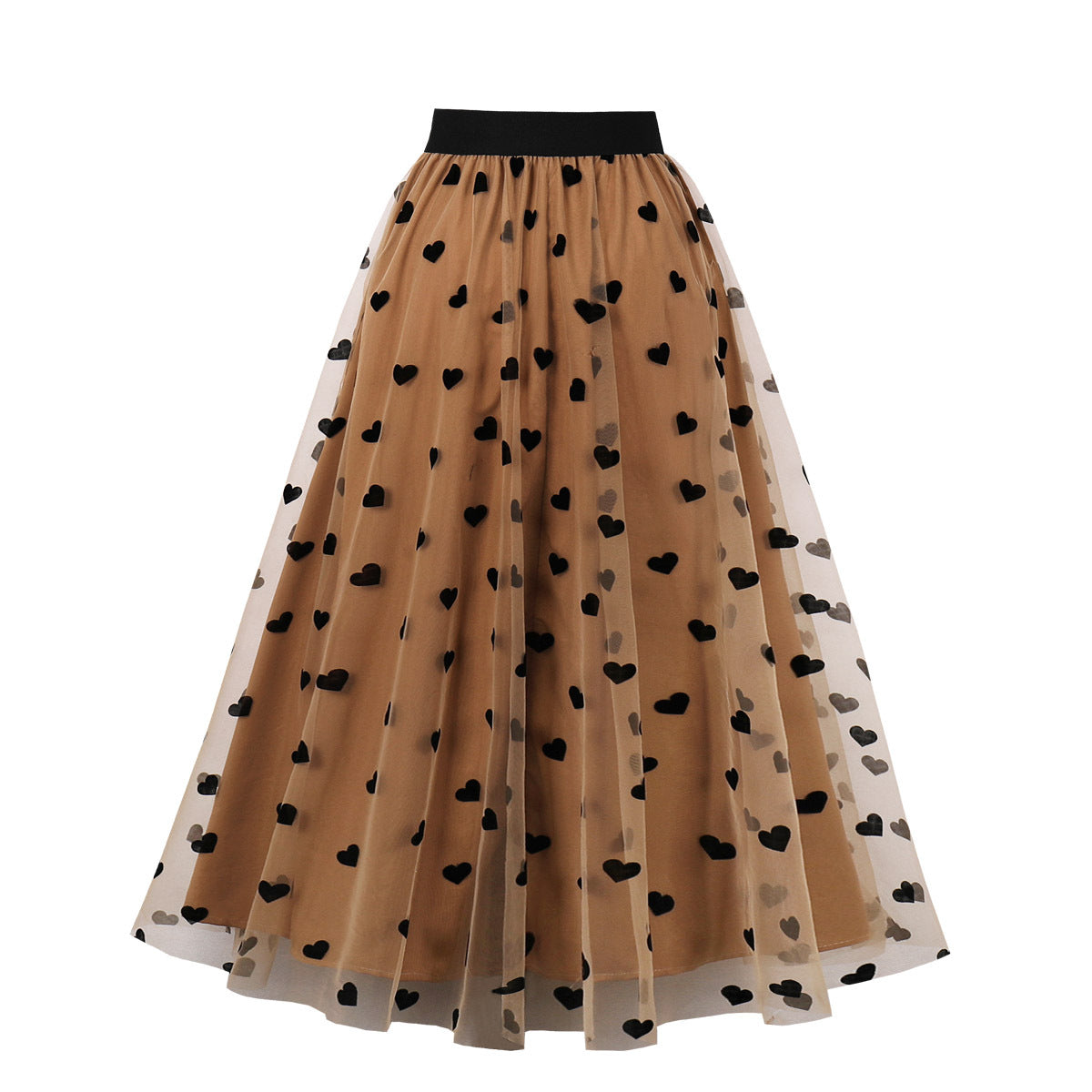 Big Heart-shaped Midi Dress With A Voluminous Skirt And Flocked Fabric