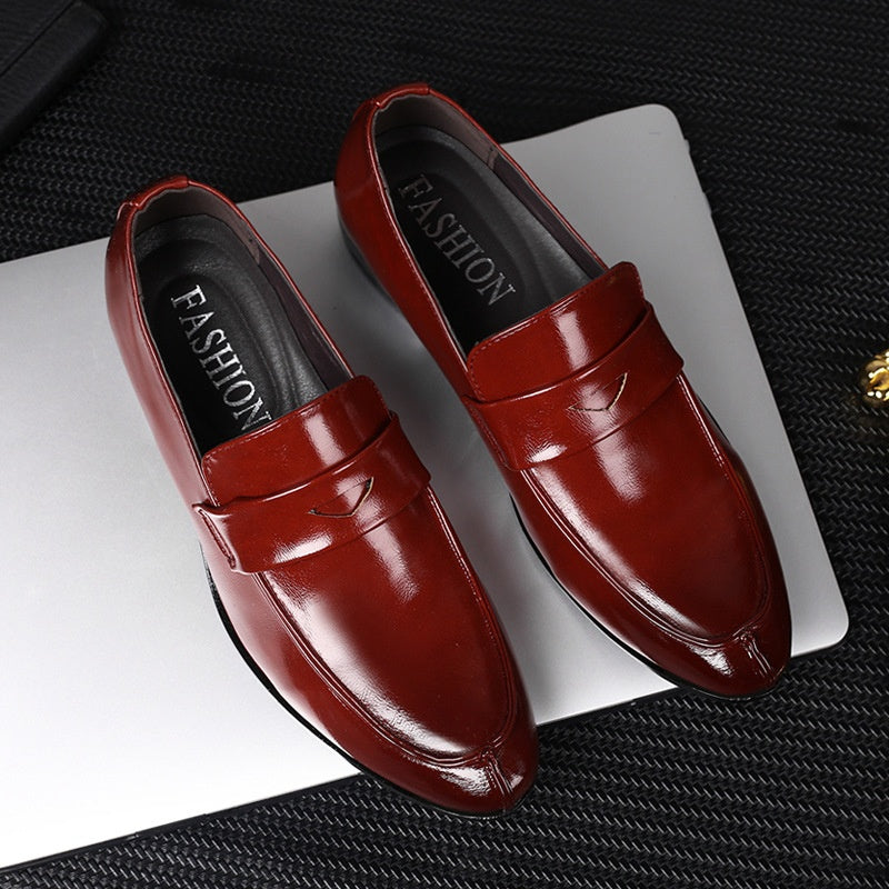 Business Casual Leather Shoes Men's Patent Leather Shiny Side Pedal Lazy