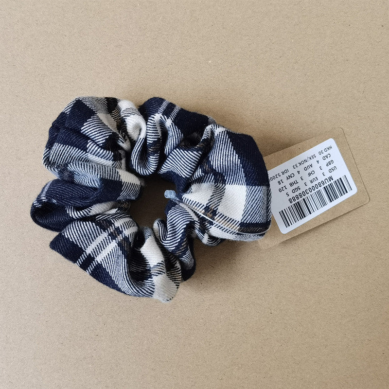 Plaid Print Large Intestine Ring Women's Hair Tie