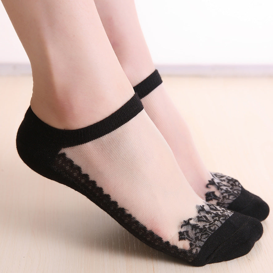Invisible Breathable Lace Boat Socks Short Tube Ladies Socks