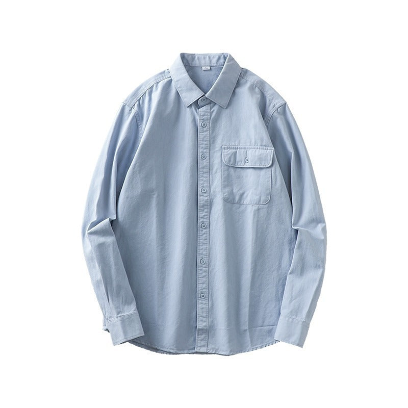 Men's Pocketed High-End Cotton White Shirt