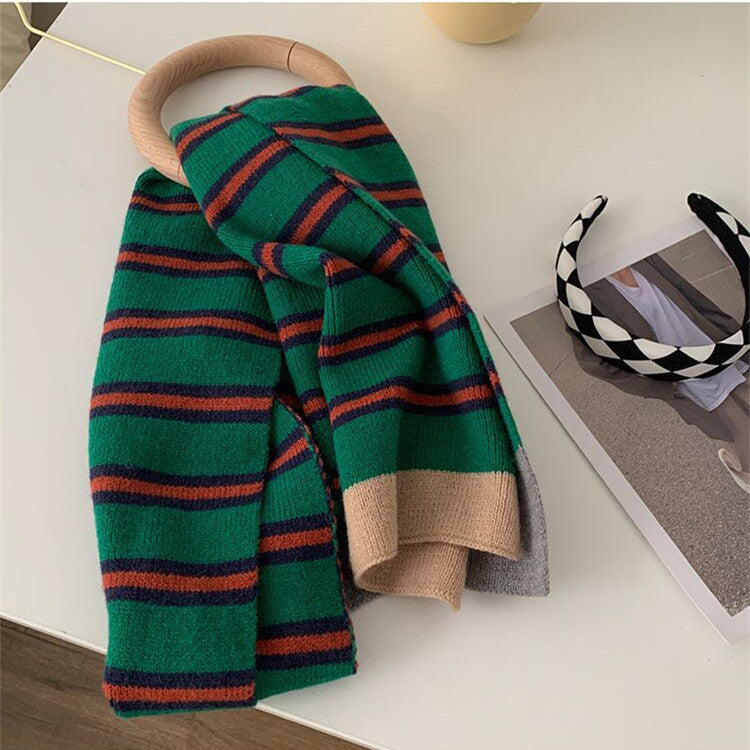 Women's Fashion Versatile Striped Warm Scarf