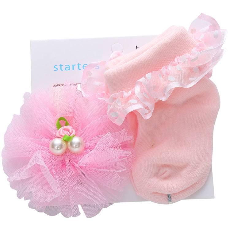 Cute Princess Lace Baby Socks Headband Set