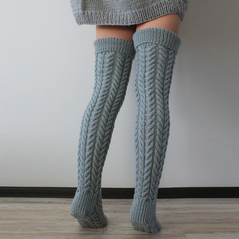 Autumn And Winter Twist Over The Knee Stockings Bunching Socks Women