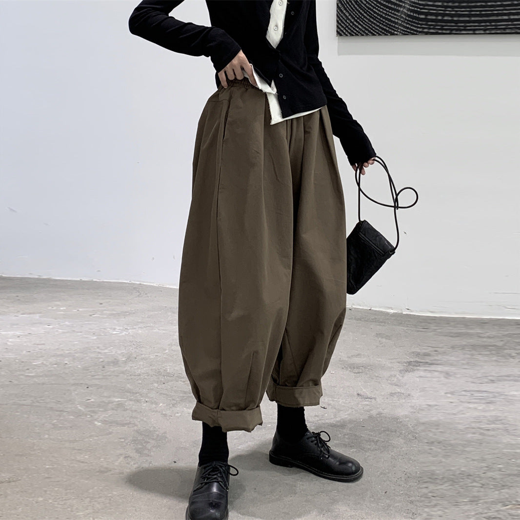 Dark Black Casual Women's Loose Pants