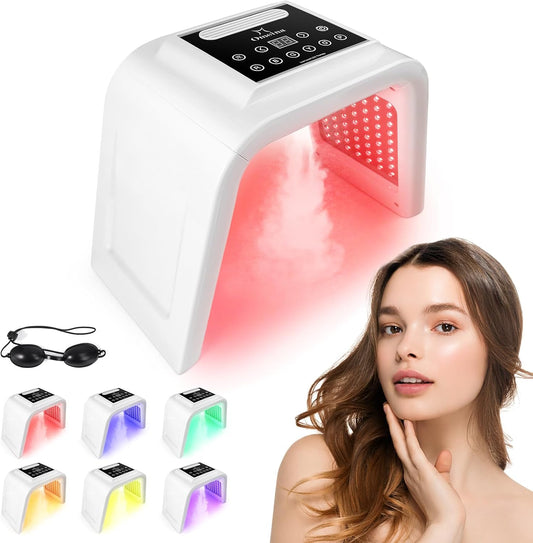 Deciniee Mascara LED Facial: 6 Colores Mascarilla LED Con Función De Pulverización - Profesional Belleza Máquina Para Todo Tipo De Piel