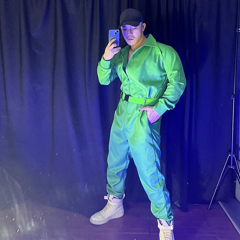 Nightclub Bar Male And Female Singer Suit Green Hip Hop