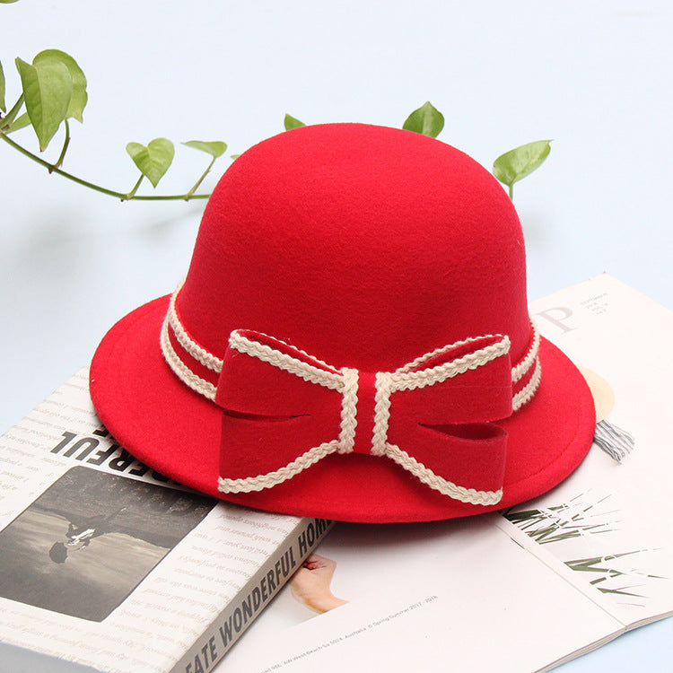 Women's Stitched Bow Solid Color Feather Hat