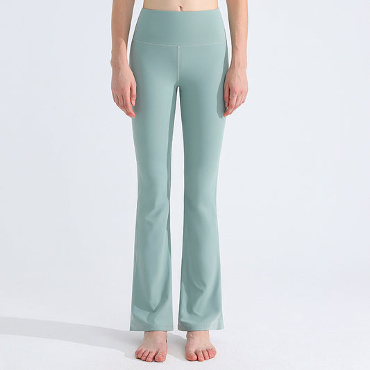 Antibacterial Sports Yoga Pants Female High Elastic Nude Feel Moisture Absorption Quick-drying Bell-bottom Pants