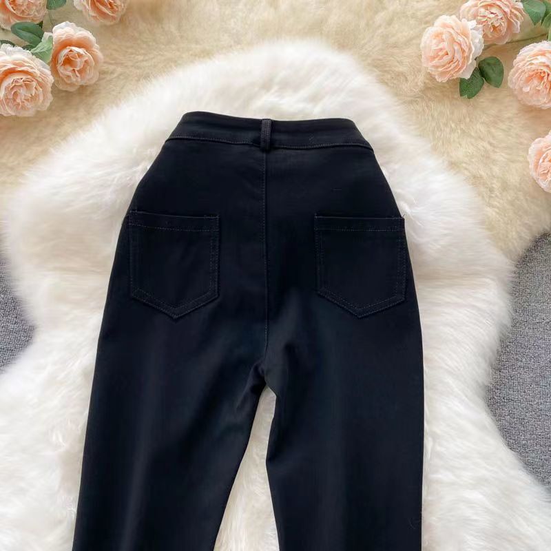 Design Sense Skinny Pants Women's Diamond Chain