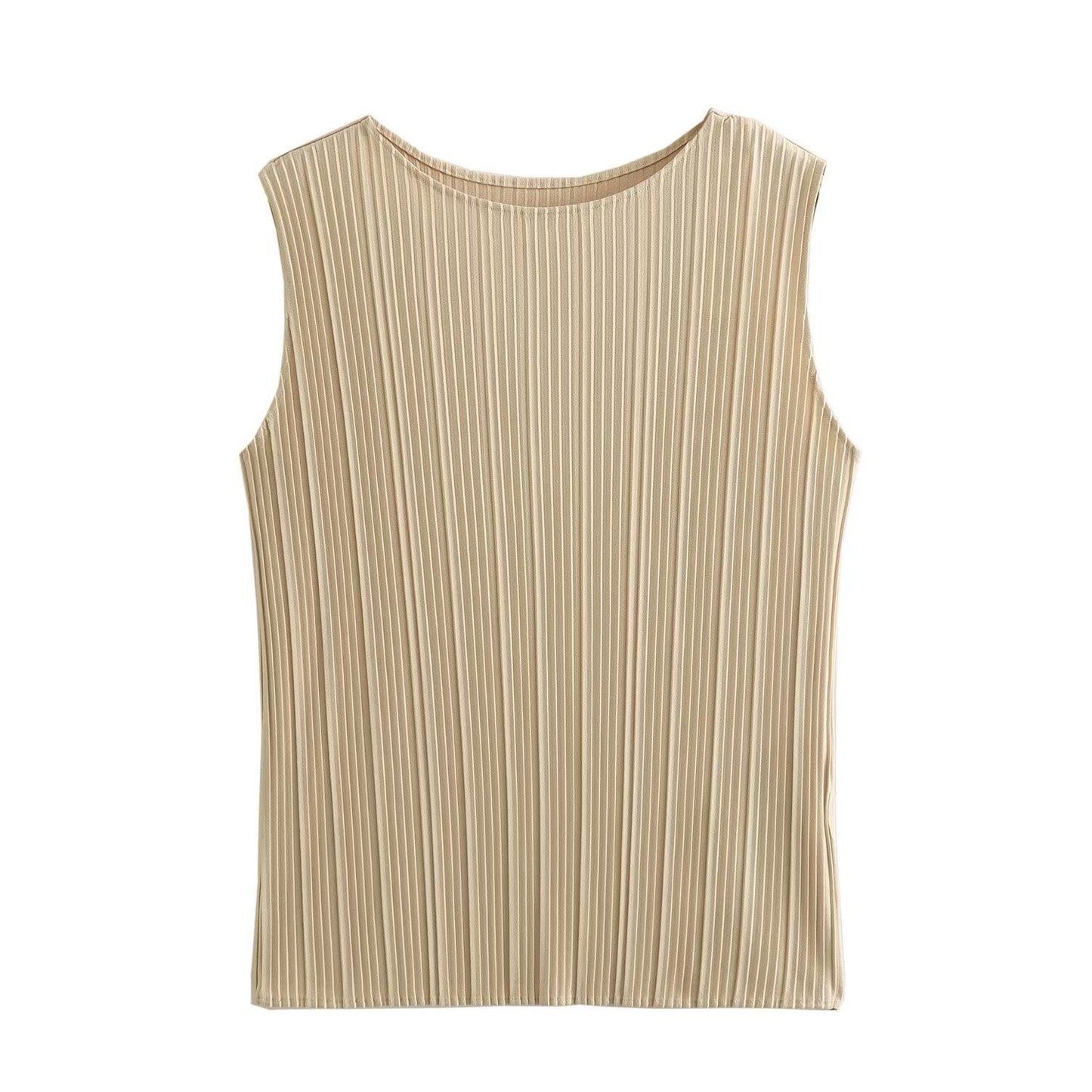Pleated Sleeveless T-shirt Straight-leg Pants
