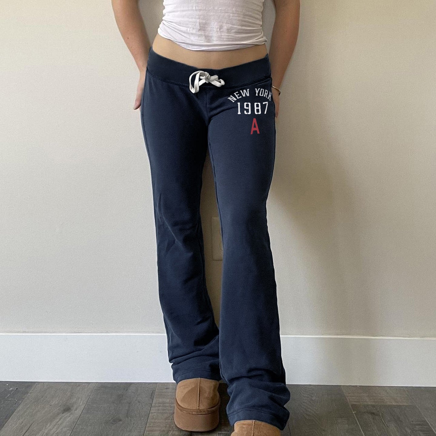 Low Waist Lace-up Lettered Casual Slimming Sheath Hot Girl Fashion Track Pants