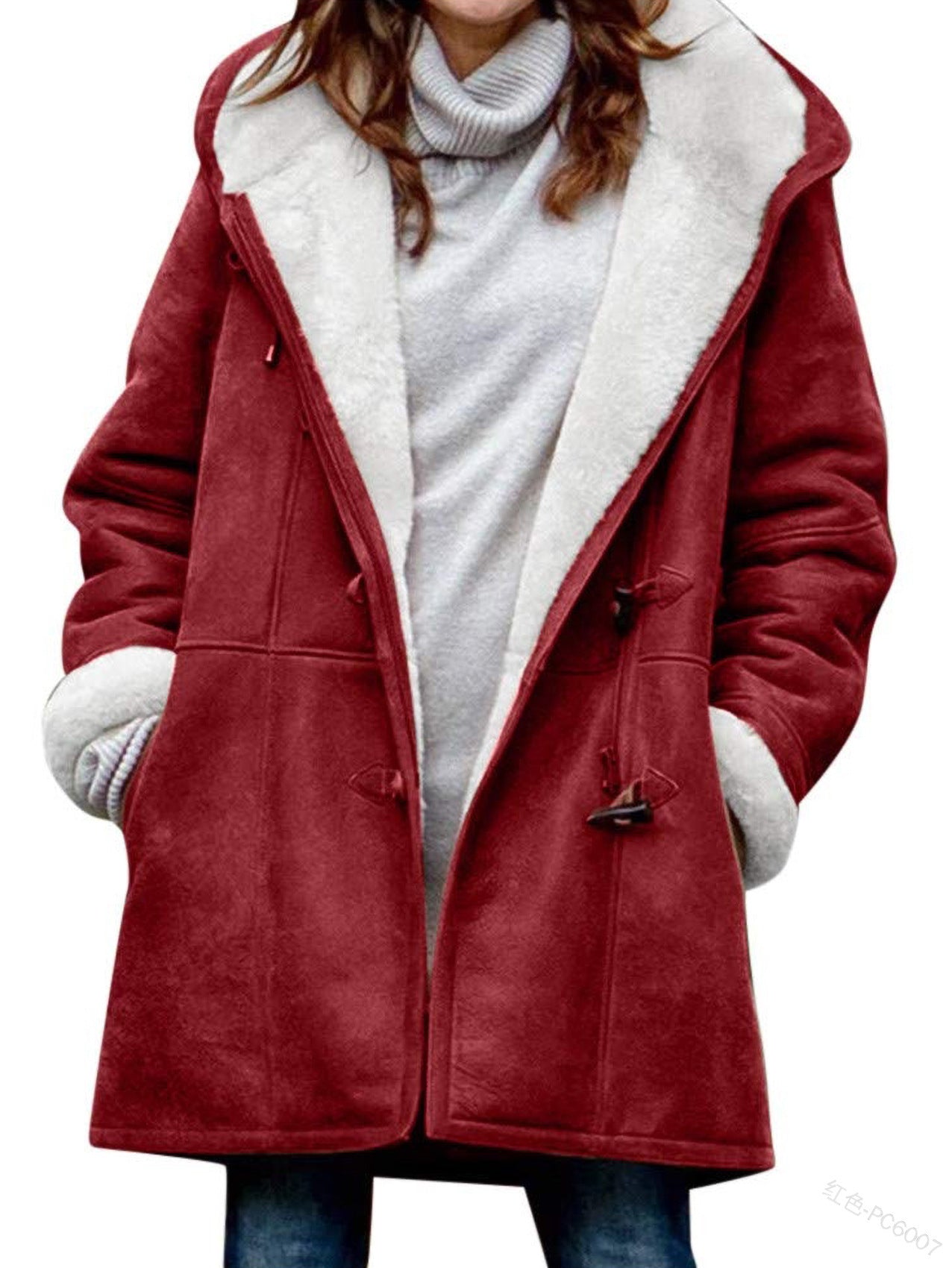 New Coat With Cashmere Fur Collar Pockets Women's
