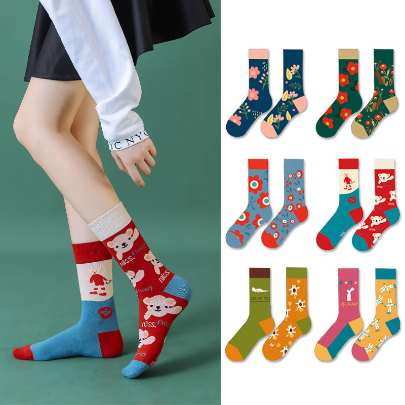 High Stockings Creative Cartoon Small Flower Tide AB