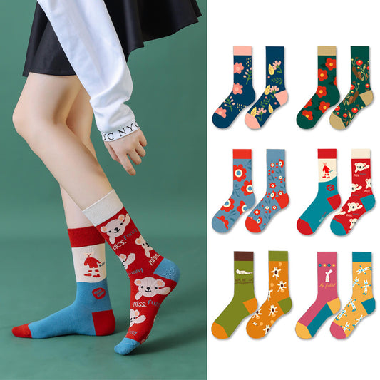 High Stockings Creative Cartoon Small Flower Tide AB