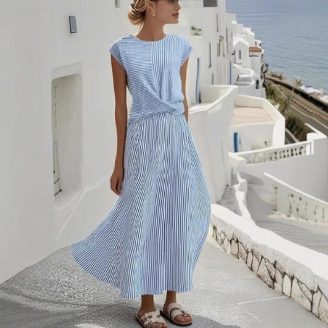 New Style Ruched Womens Figure-flattering Crew-neck Dress
