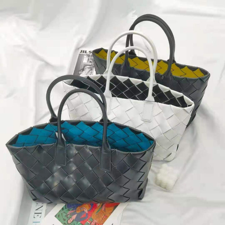 Women's Fashion Head Layer Cowhide Woven Handbag