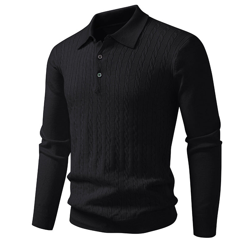 Ny Snoet Blomster Herre Trendy Cardigan Ensfarvet Polo Krave Striktrøje Herre