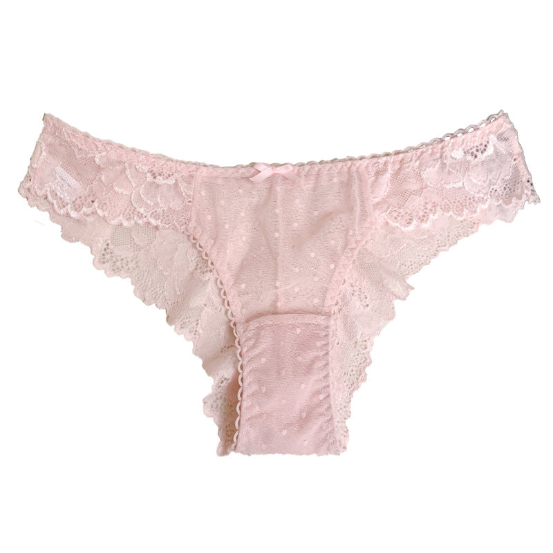 Sultry Lace-trimmed Low-rise Thong High-slit Mid-hip Underwear In European And American Style