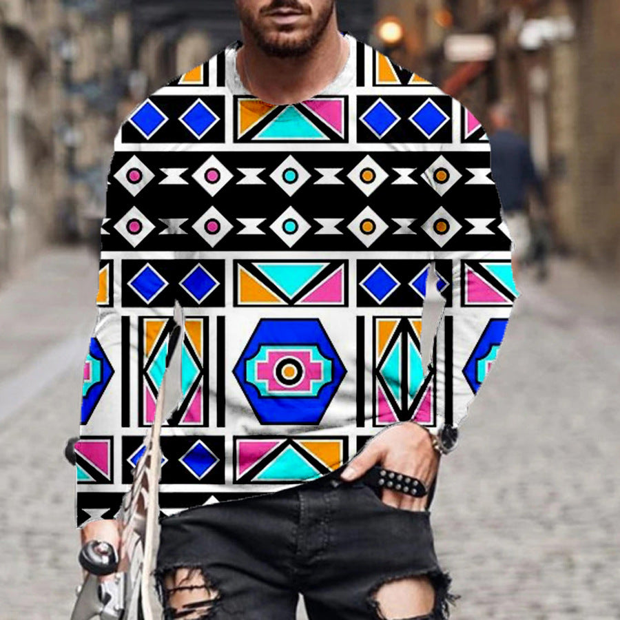 New 3D Digital Printing Color Irregular Geometric Pullover Sweater