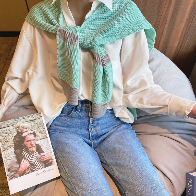 Knitted Large Shawl Letter Fake Sweater Large Size Outside