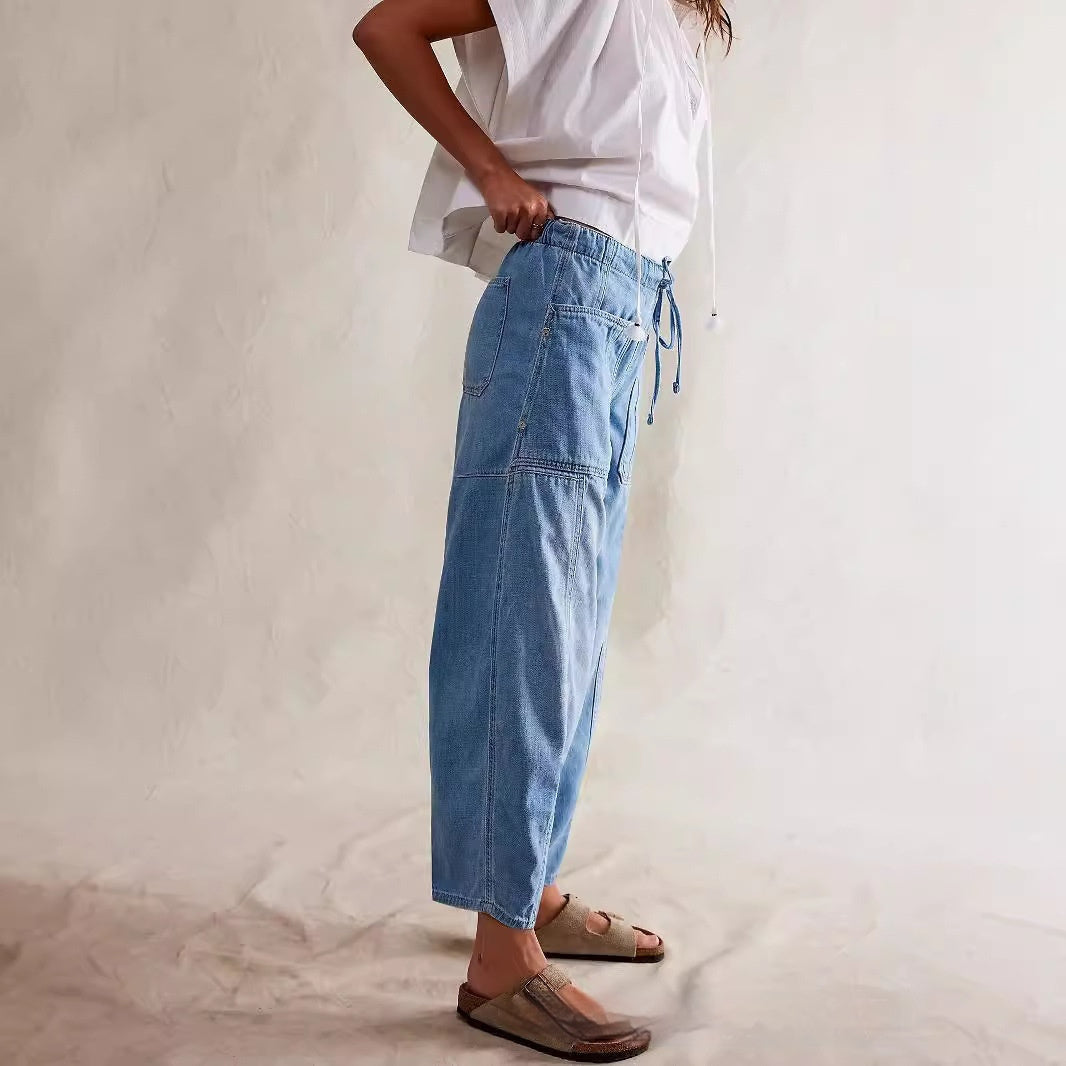 Casual Loose Low-Waist Barrel-Shape Womens Jeans