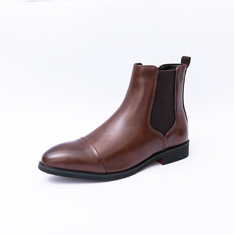 British Fashion High Top Casual Leather Shoes Men's Chelsea Leather Boots