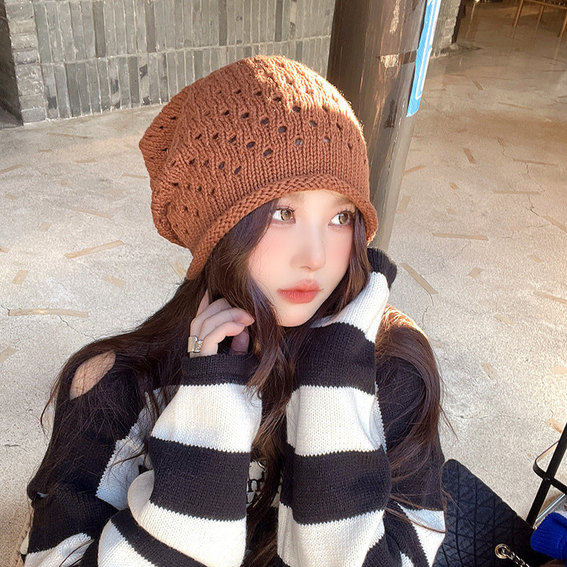 Breathable Closed Toe Hat Trendy Big Head Circumference Loose Pile Heap Cap